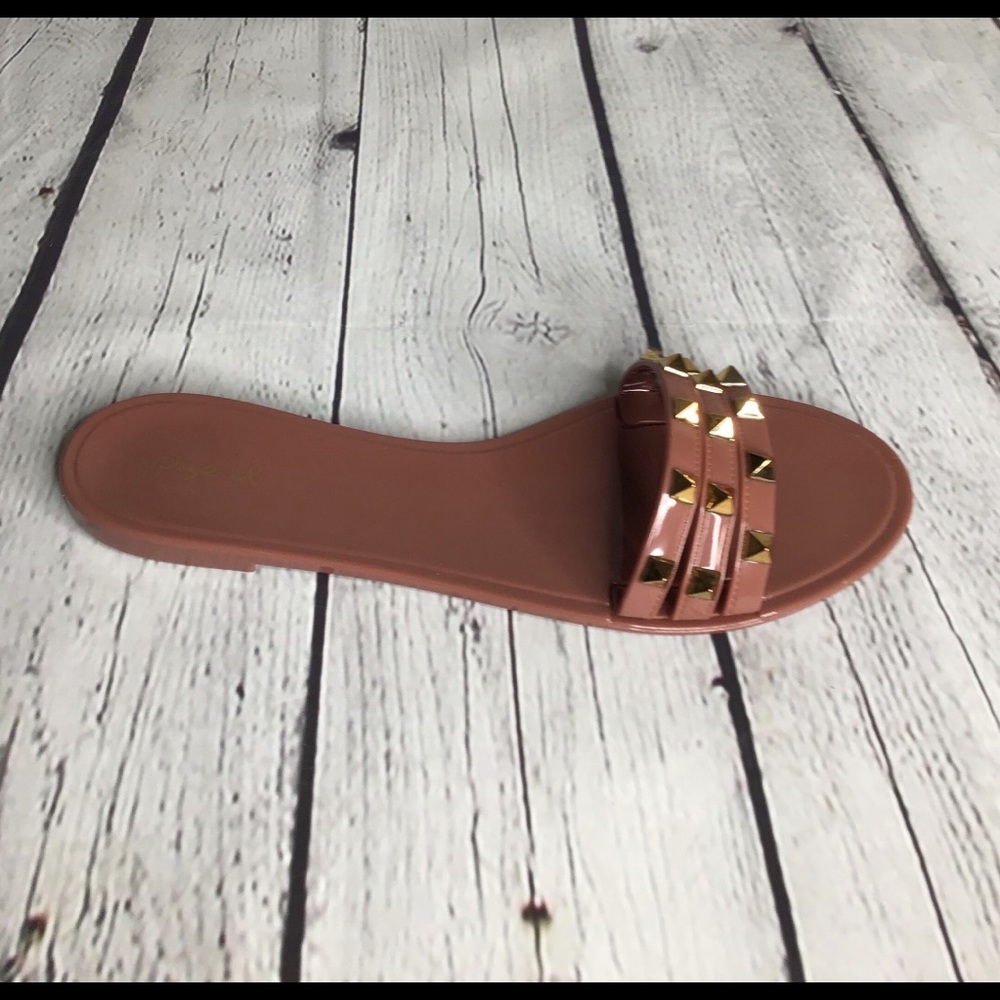 Jelly Taupe Color Studded Slip On Sandal